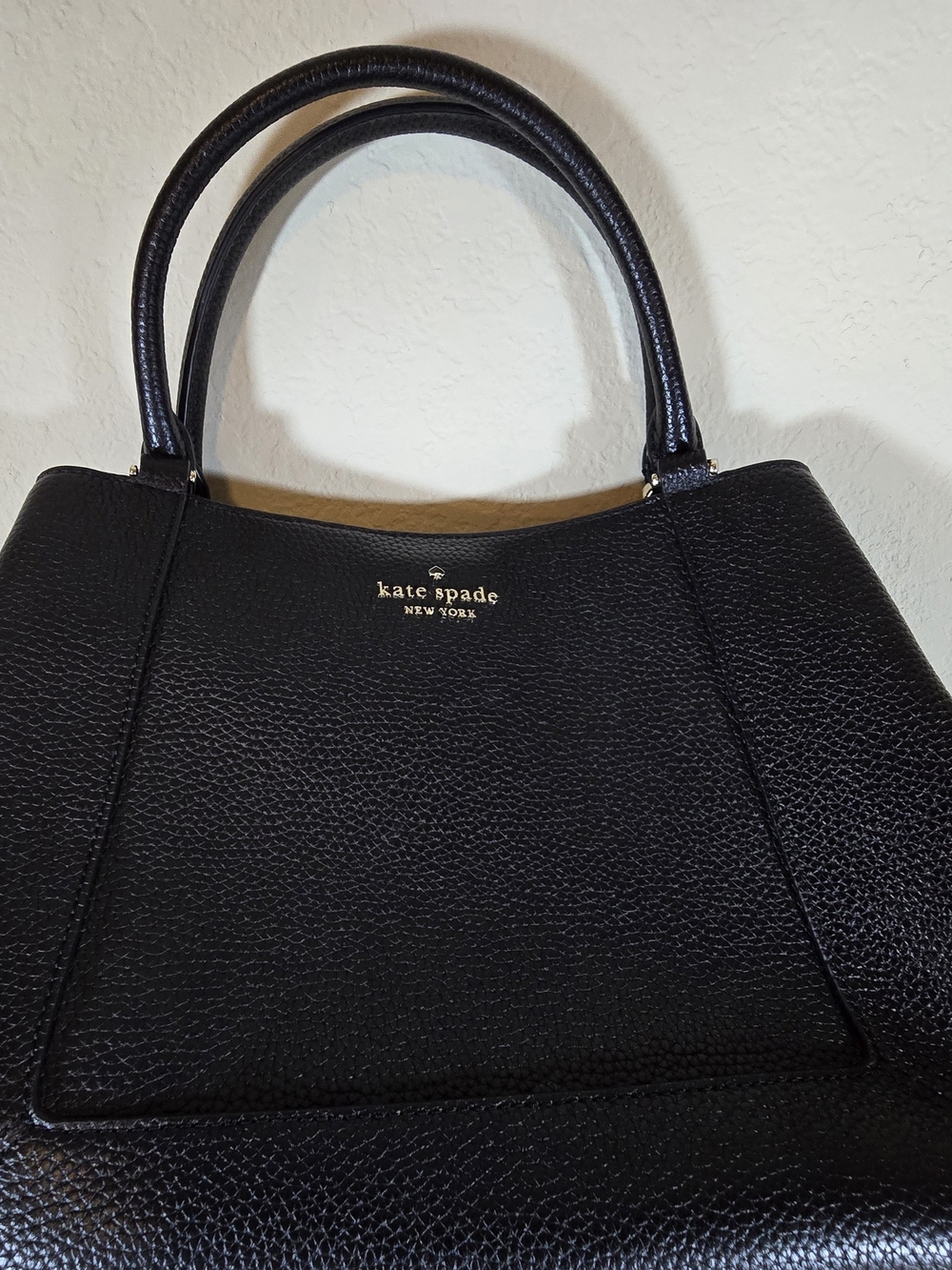 Kate Spade New York Lena Medium Black Pebbled Leather Satchel